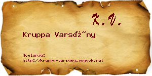 Kruppa Varsány névjegykártya